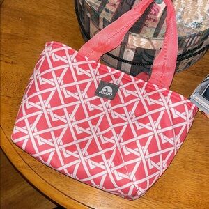 Igloo Coral Pink Geometric Insulated Tote Bag
